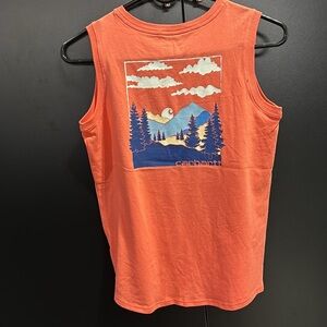 Carhartt Sleeveless Forest logo graphic T-shirt, ribbed scoop neck,100% cotton